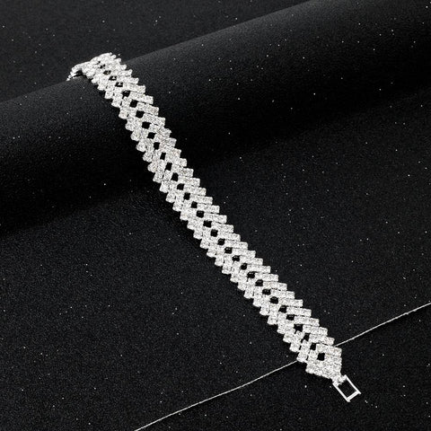 Image of Double Layer Crystal Silver Bracelet - Rosecolor