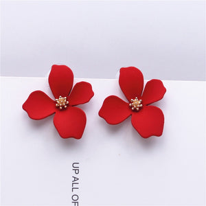 Red Flower Earrings - Rosecolor