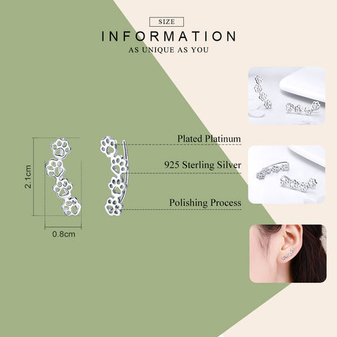 Image of Sterling Silver Pet Paw Print Earrings - Rosecolor