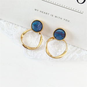 Vintage Gold Stone Earrings - Rosecolor
