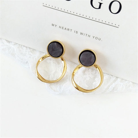 Image of Vintage Gold Stone Earrings - Rosecolor