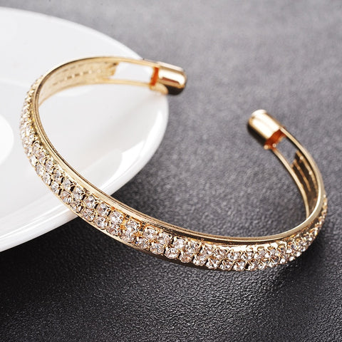 Image of 2-Row Crystal Cuff Bracelet - Rosecolor
