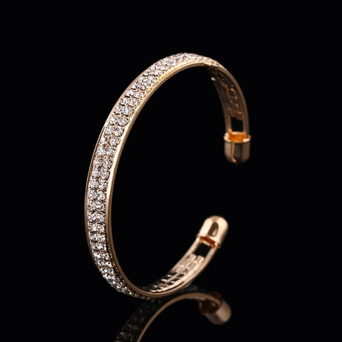 Image of 2-Row Crystal Cuff Bracelet - Rosecolor