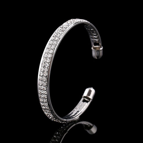 Image of 2-Row Crystal Cuff Bracelet - Rosecolor
