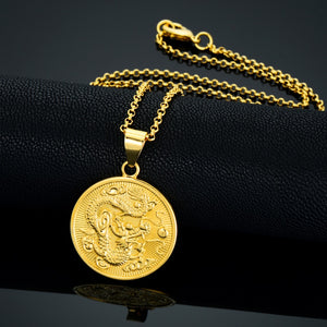Vintage Gold Dragon Necklace - Rosecolor
