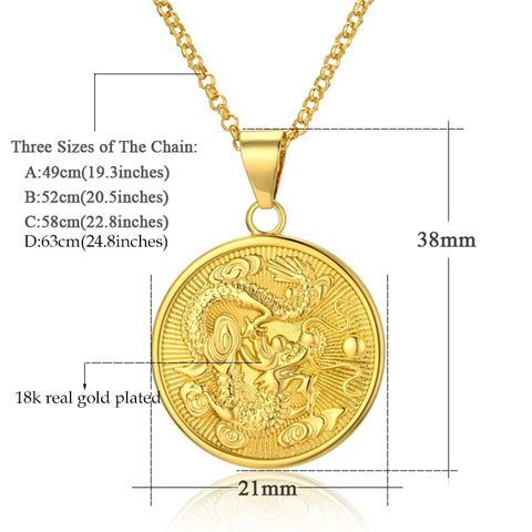 Image of Vintage Gold Dragon Necklace - Rosecolor