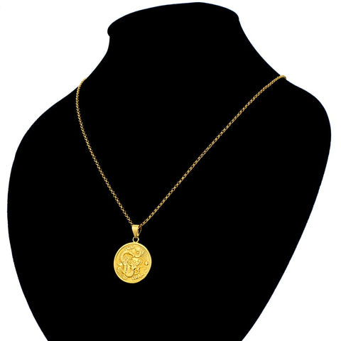 Image of Vintage Gold Dragon Necklace - Rosecolor