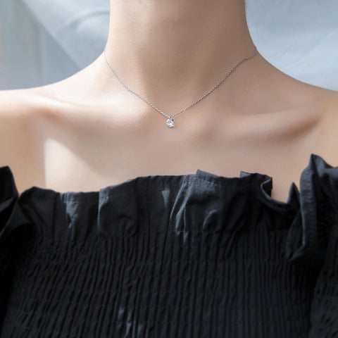 Image of Cubic Zirconia Stone Pendant Necklace - Rosecolor