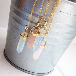 Quartz Pendant Necklace - Rosecolor