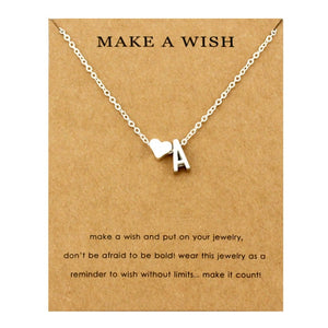 Initial & Heart Choker Necklace - Rosecolor