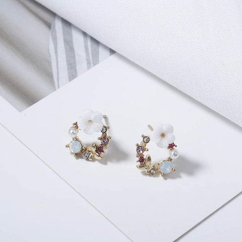 Image of Small Flower Stud Earrings - Rosecolor