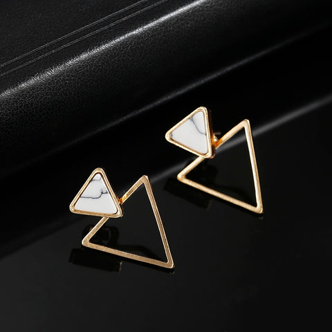 Image of Marble Triangle Gold Earrings - Rosecolor