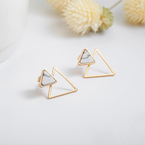 Image of Marble Triangle Gold Earrings - Rosecolor