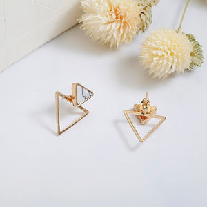Marble Triangle Gold Earrings