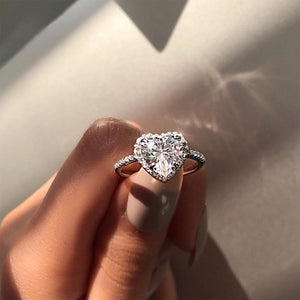 Crystal Heart Wedding Ring - Rosecolor