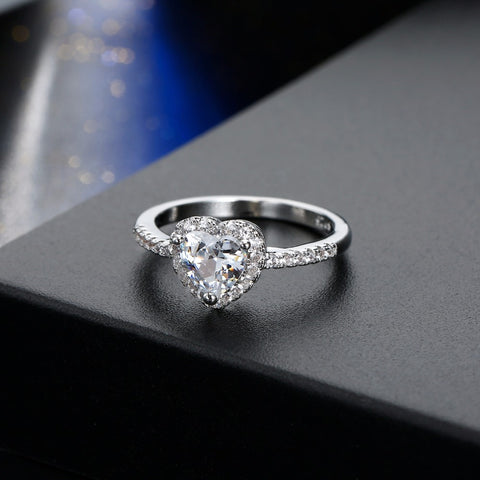 Image of Crystal Heart Wedding Ring - Rosecolor