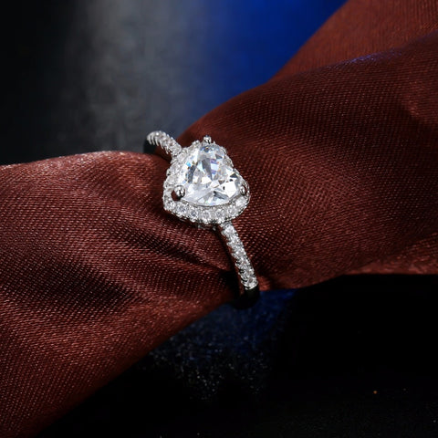 Image of Crystal Heart Wedding Ring - Rosecolor