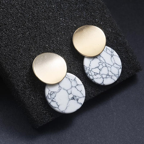 Image of Round Stud Earrings Black Stone Earrings - Rosecolor