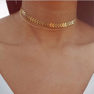 Two Layer Multi Arrow Choker Necklace - Rosecolor