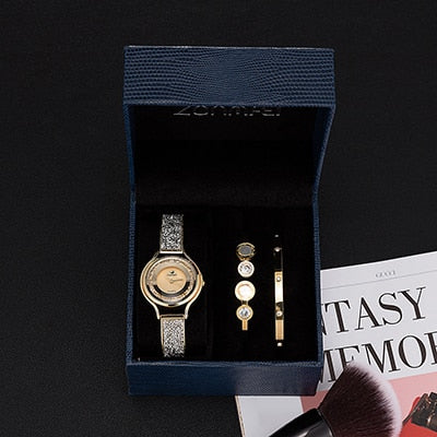 Image of 3pc Women's Bracelet Wrist Watch Set - Rosecolor