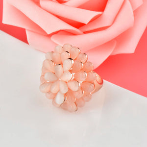 Rose Opal Stone Flower Ring - Rosecolor