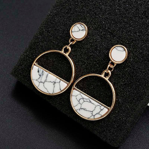 Image of Round Stud Earrings Black Stone Earrings - Rosecolor