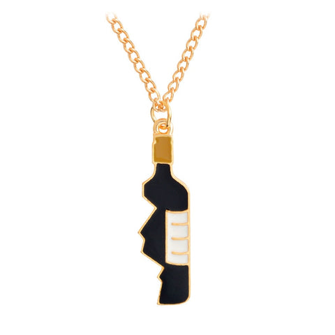 Image of Red Heart & Wine Bottle Best-friend Necklace - Rosecolor