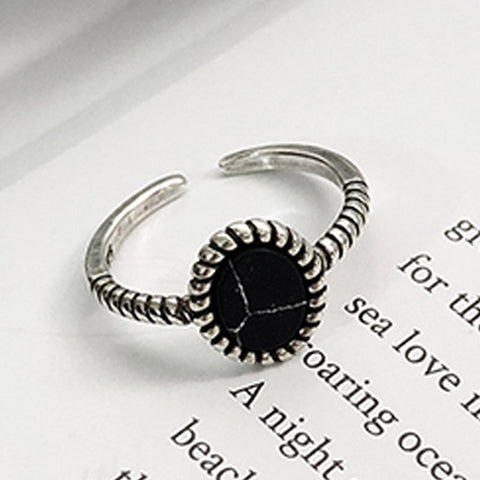 Image of Silver White Marbled Stone Ring - Rosecolor