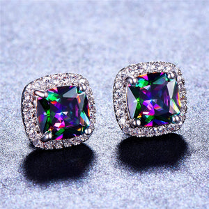 Rainbow Zirconia Stone Earrings