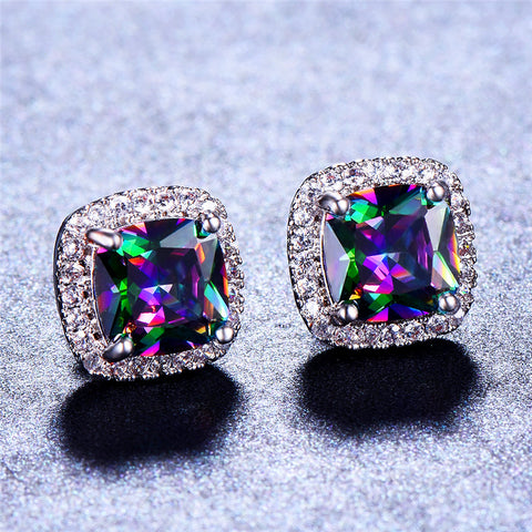Image of Rainbow Zirconia Stone Earrings - Rosecolor