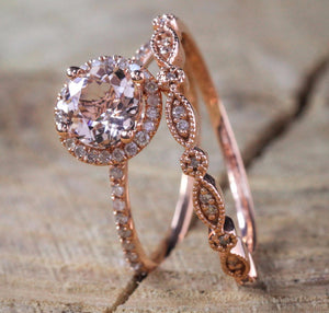 Luxury White Pink Stone Crystal Ring