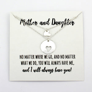 Mother and Daughter Set Heart Chain Necklaces