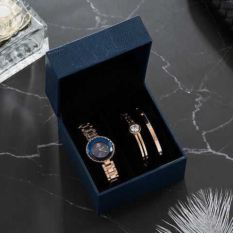 Image of Luxury Blue Face Diamond  Watch - Rosecolor