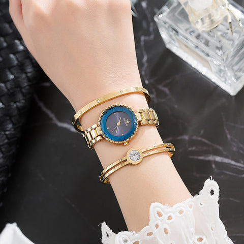 Image of Luxury Blue Face Diamond  Watch - Rosecolor