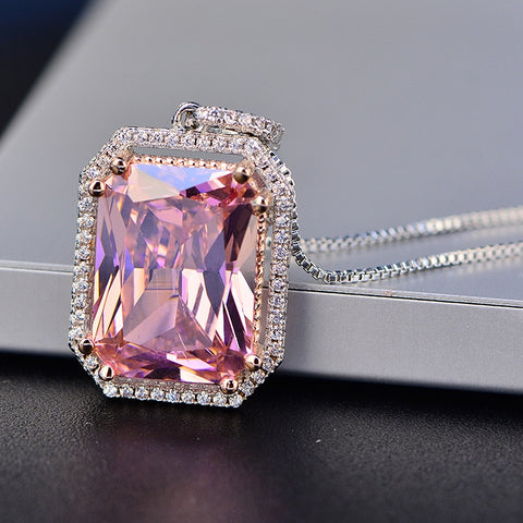 Image of Natural Pink Gemstone Necklace - Rosecolor