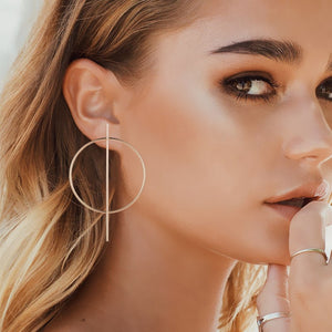Round Geometric Hoop Earrings - Rosecolor