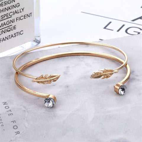 Image of 4 Pcs/set Crystal Leaves Gold Bracelet - Rosecolor