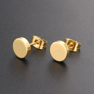 Round Gold Color Stud Earrings - Rosecolor
