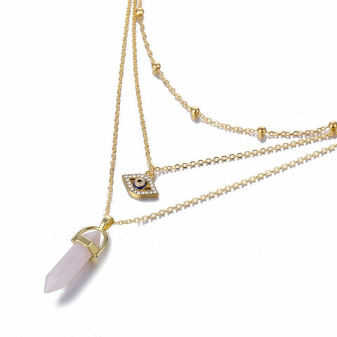 Image of Quartz Pendant Necklace - Rosecolor